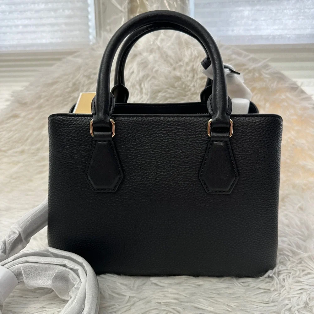 Michael‎ Kors Camille Black Small Pebbled Leather Satchel Crossbody New